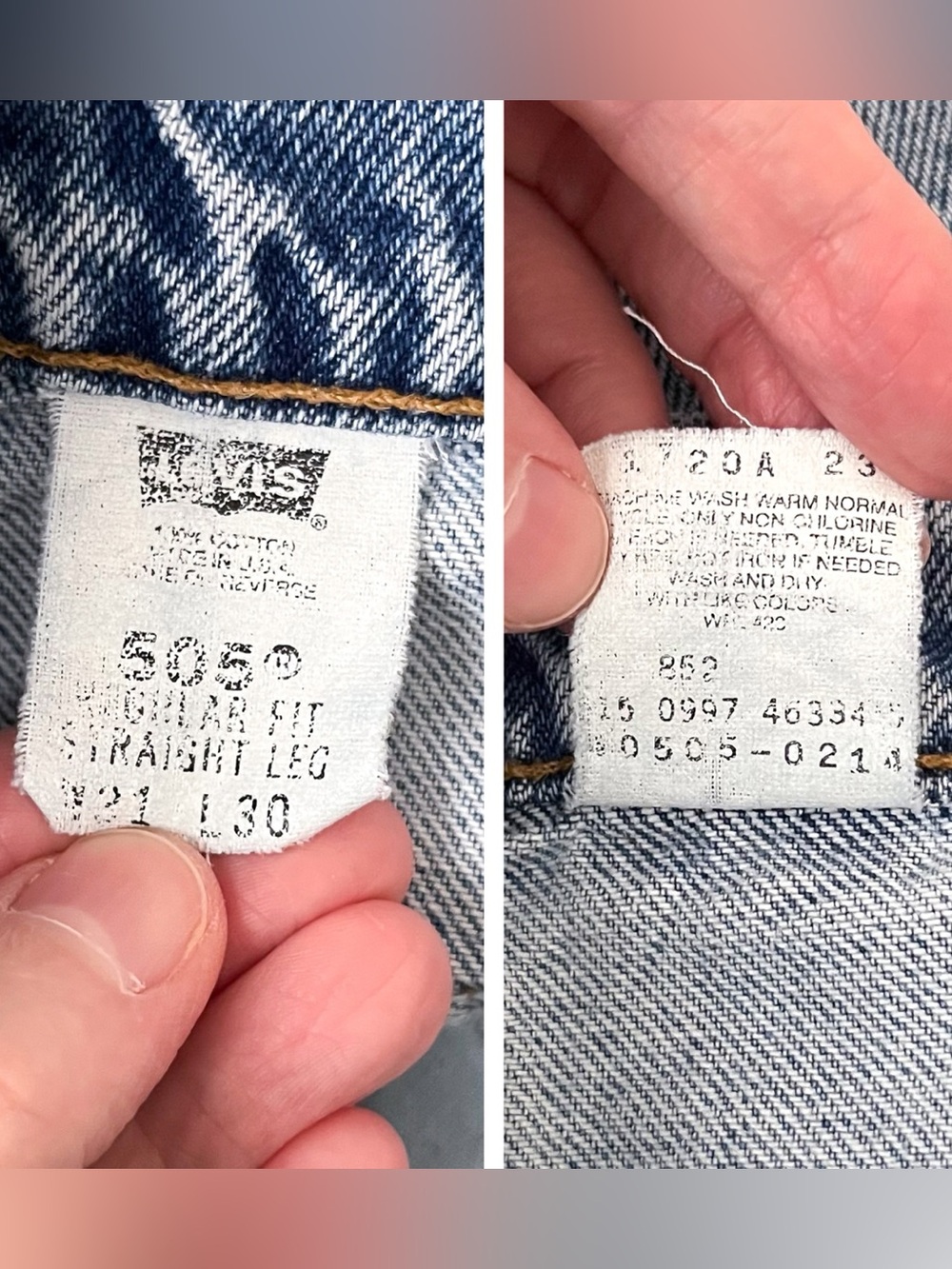 VTG Levis 505 Jean Straight Leg 1997 Orange Tab USA Size 29x28.25 (Tag 31x30) - Picture 10 of 16